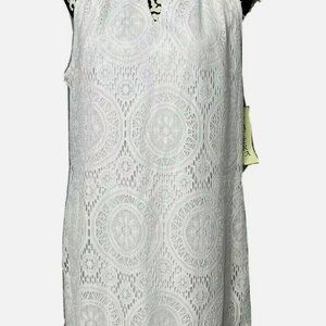 New Tacera White Halter Summer Lace Dress Large
